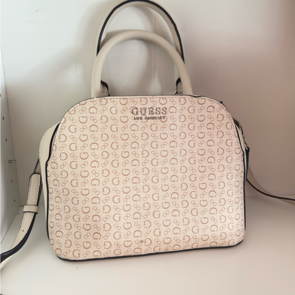 GUESS Patterned Cream Satchel